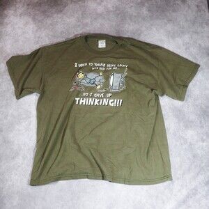 Vintage Tennessee River Graphic Tee I Gave Up Thinking Olive Green XL
